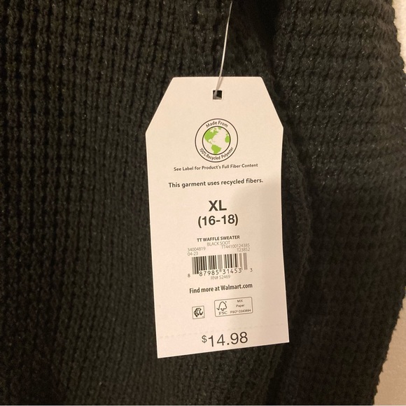 NWT Time and Tru XL black waffle knit sweater. Roomy and soft!! - Picture 5 of 7
